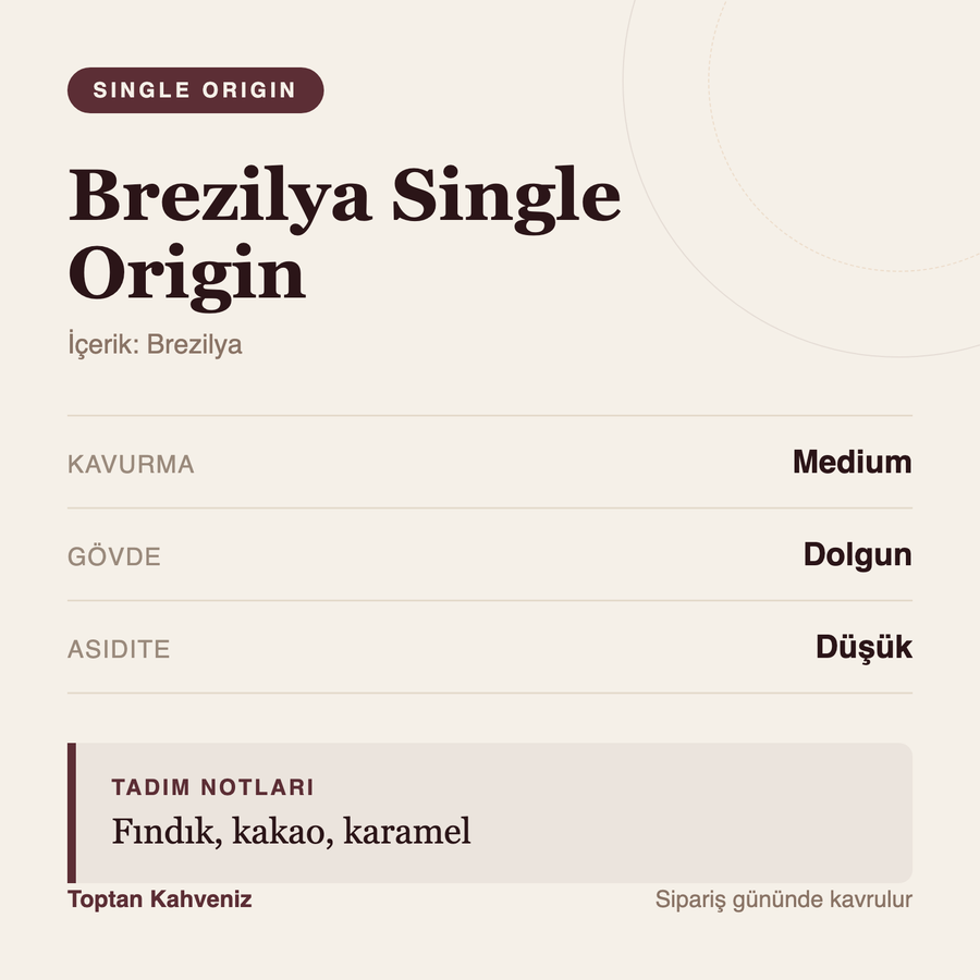 Brezilya Single Origin tadım profili bilgi kartı