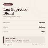 Lux Espresso Blend tadım profili bilgi kartı