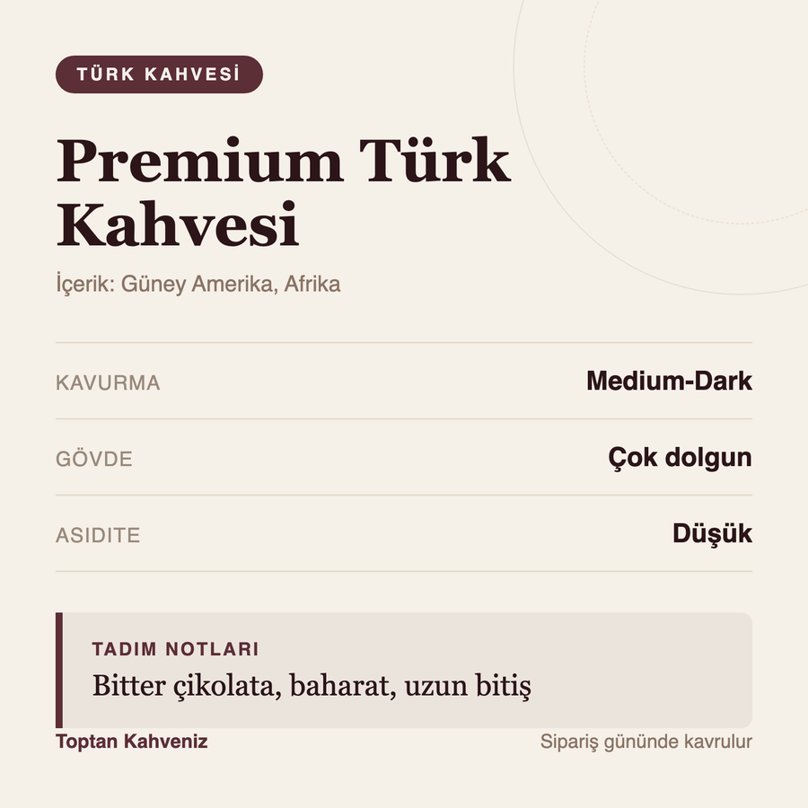 Premium Türk Kahvesi tadım profili bilgi kartı