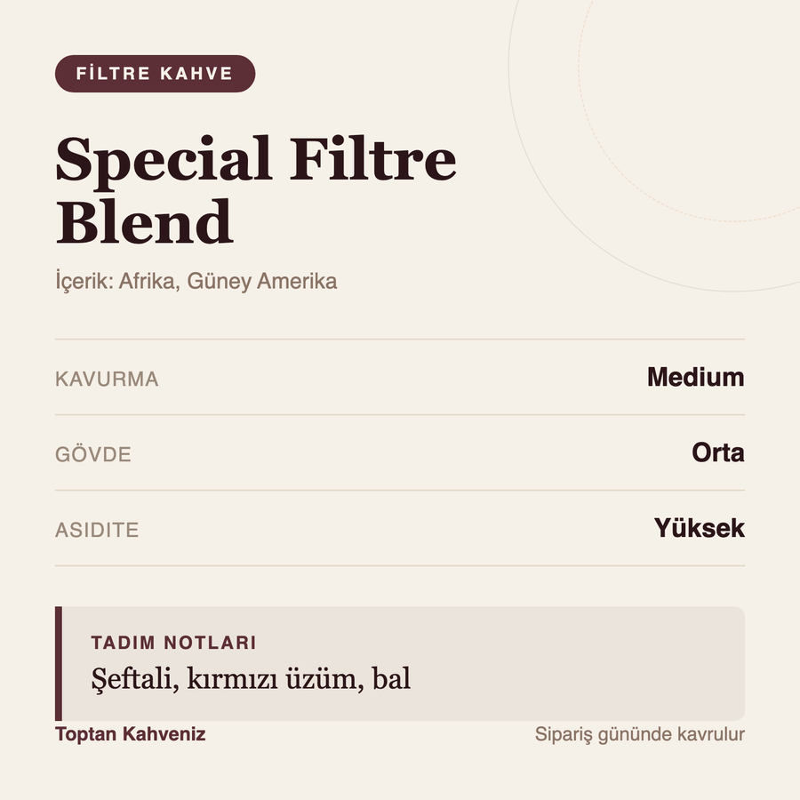 Special Filtre Blend tadım profili bilgi kartı
